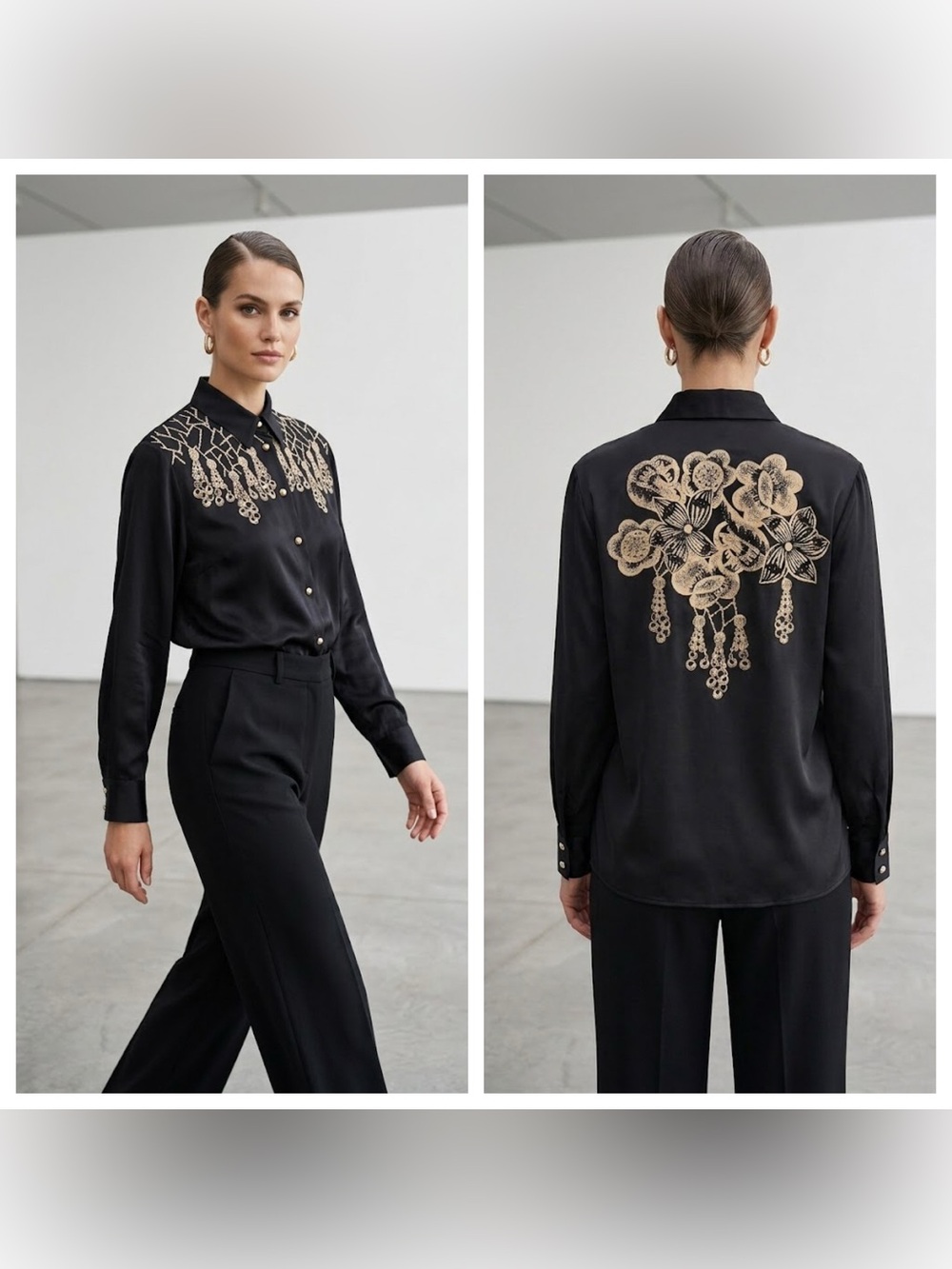 VTG Basler Horst Basler Silk Printed Art to Wear Chandelier Floral Blouse US 12
